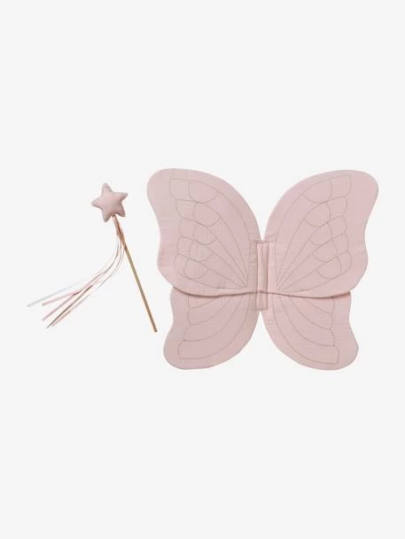 Ailes De Papillon En Gaze De Coton + Baguette Magique Rose - Vertbaudet