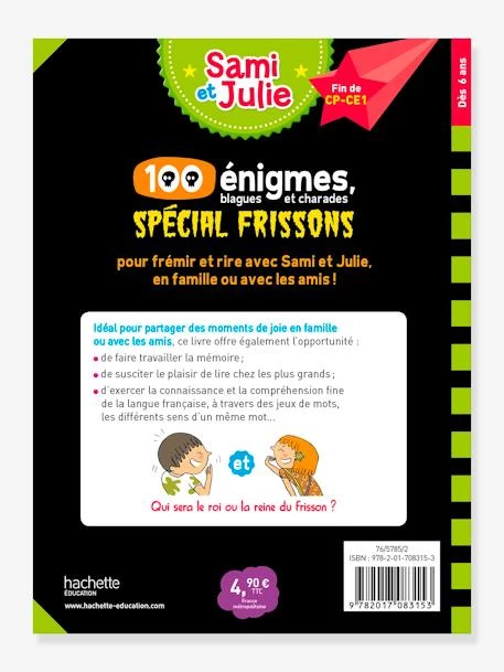 Livre éducatif Sami Et Julie - 100 Enigmes, Spécial Frissons - HACHETTE ÉDUCATION Blanc - Hachette – Image 3