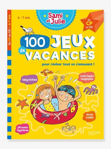 Livre éducatif Sami Et Julie - 100 Jeux De Vacances Du CP Au CE1 - Cahier De Vacances 2021 - HACHETTE ÉDUCATION Blanc - Hachette